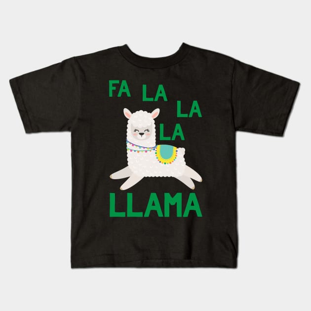 Fa La La La Llama - Funny Christmas Llama Kids T-Shirt by kdpdesigns